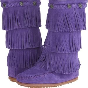 Brand New w/o tags Girls Sz. 3 Minnetonka Purple Fringe Boots
